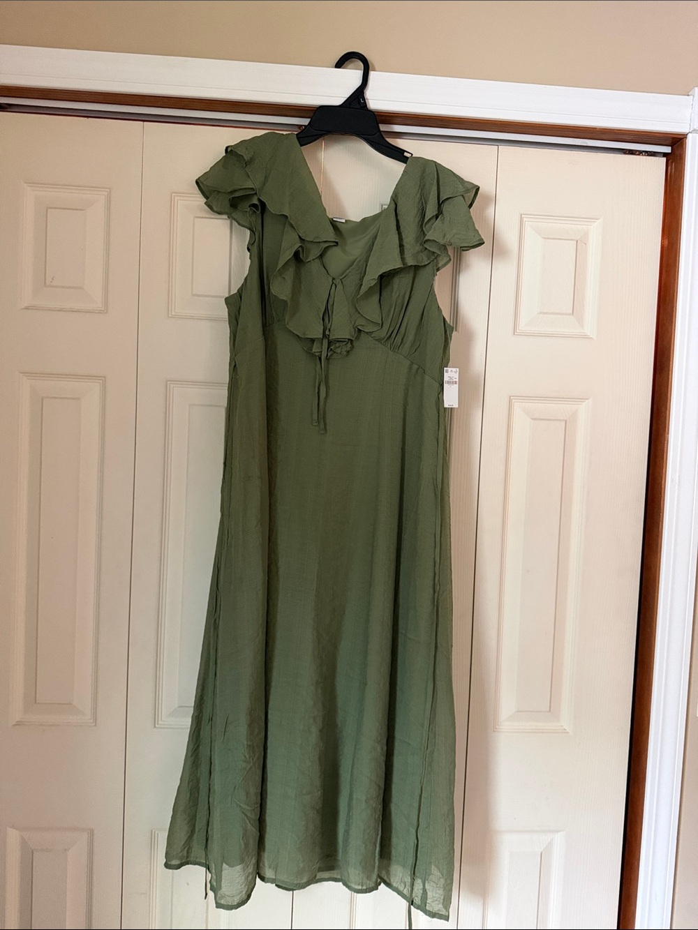 Old Navy Olive Green Ruffle Maxi Dress